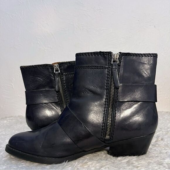 Nine West  Vasabady Black Leather Ankle Booties Vintage America Collection SZ 8 - Picture 4 of 11